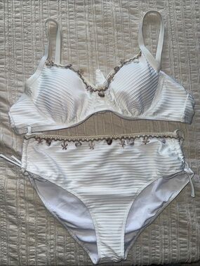 White Embellished Seashell Bikini